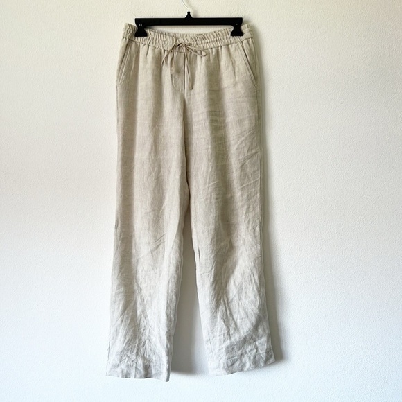 100% Linen Relaxes Beige Talbots Drawstring Pants - Picture 5 of 15